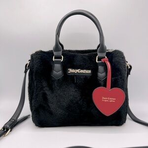 Juicy Couture Black Faux Fur Fuzzy Satchel